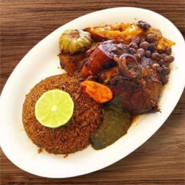 Repas combiné : Attiéké+Thieb+Mafé