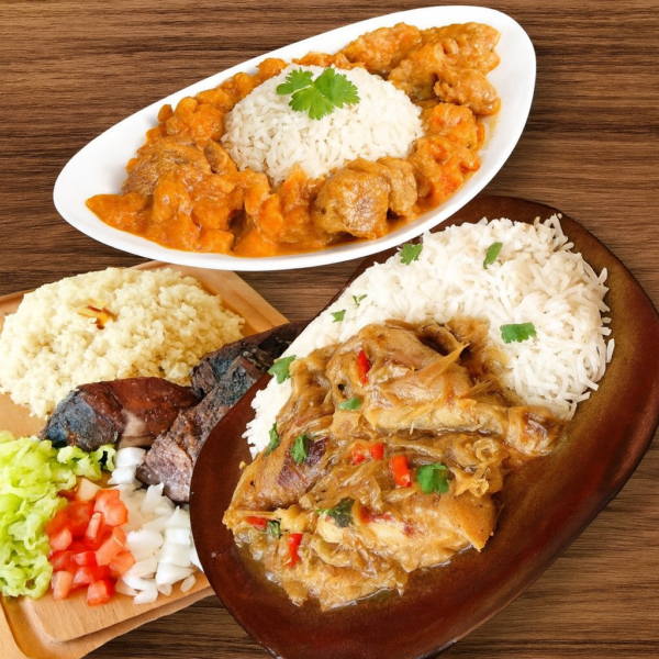 Repas combiné : Yassa+Mafé+Attiéké